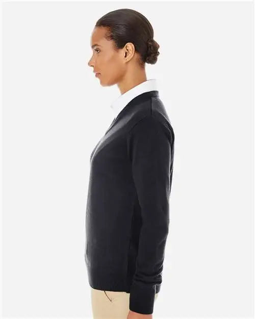 Harriton M420w Womens Pilbloc V-neck Sweater - Black
