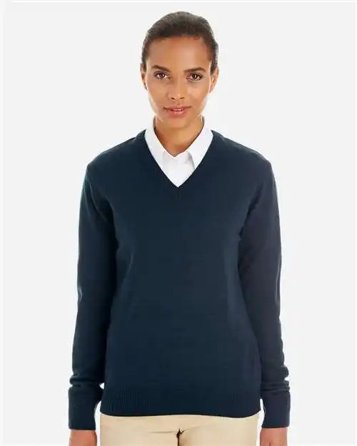 Harriton M420w Womens Pilbloc V-neck Sweater - Dark Navy - Xs
