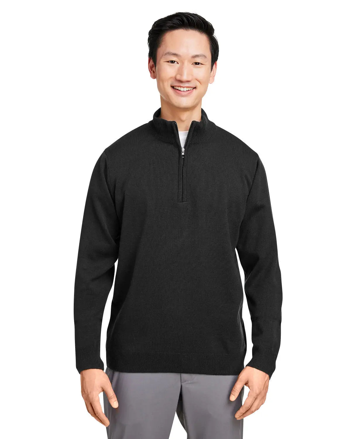 Harriton M421 Unisex Pilbloc Quarter-zip Pullover Sweater - Black