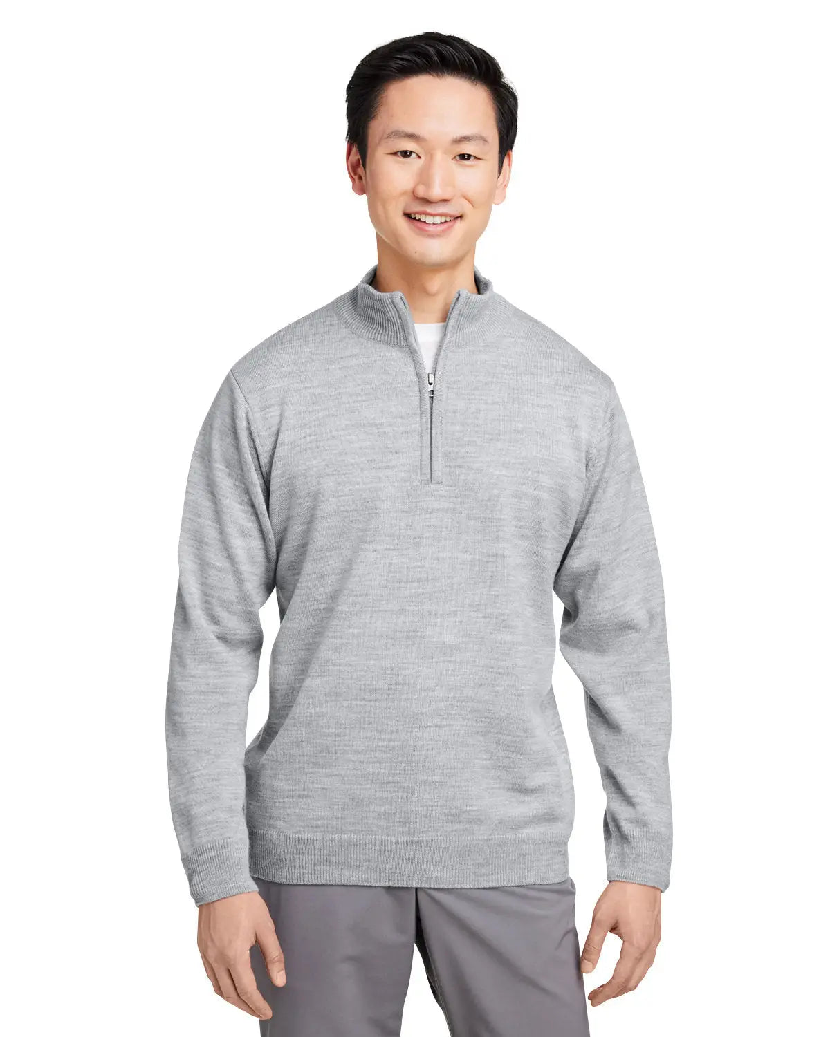 Harriton M421 Unisex Pilbloc Quarter-zip Pullover Sweater - Gray Heather