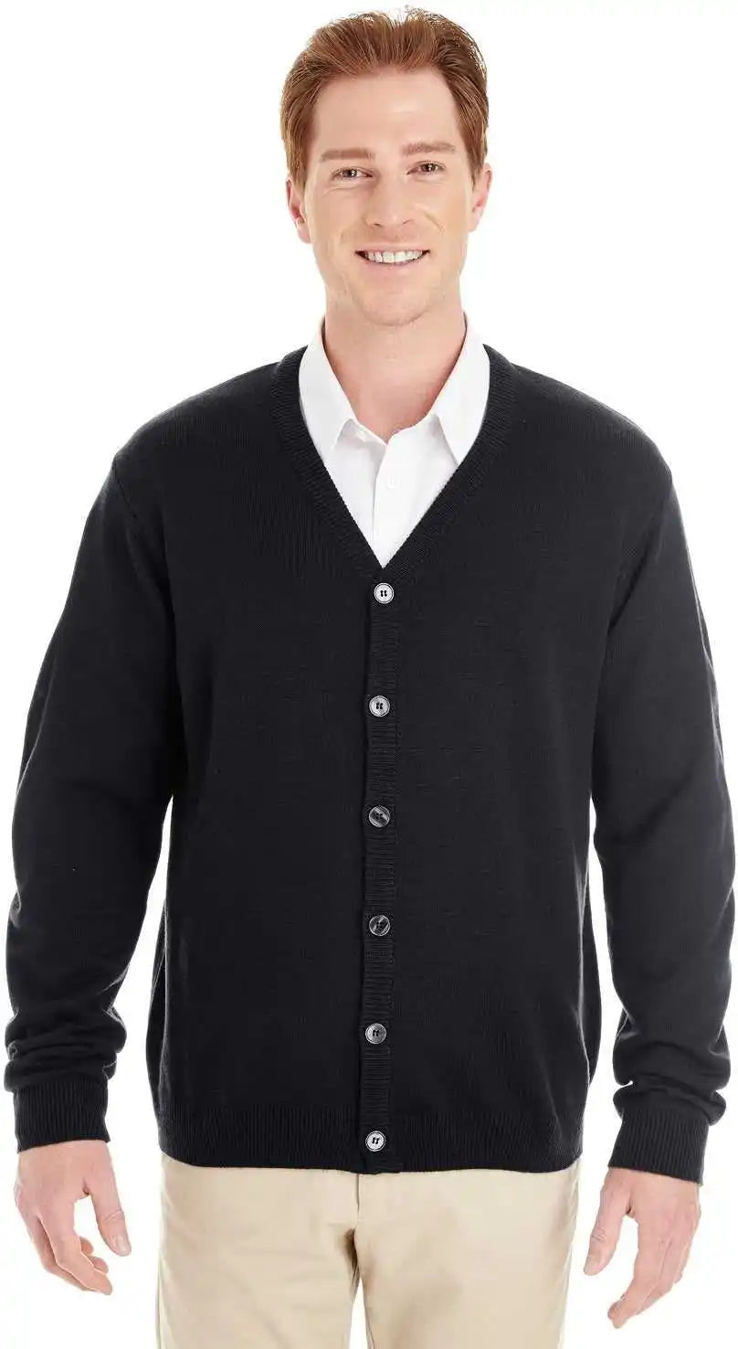 Harriton M425 Men’s Pilbloc V-neck Button Cardigan Sweater - Black - Adult m