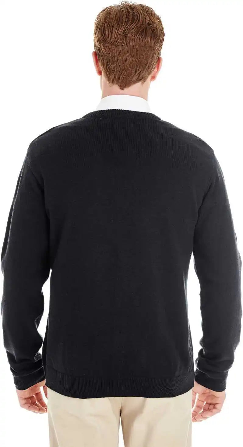 Harriton M425 Men’s Pilbloc V-neck Button Cardigan Sweater - Black - Adult m