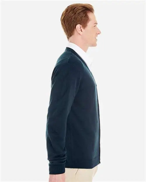 Harriton M425 Men’s Pilbloc™ V-neck Button Cardigan Sweater - Dark Navy