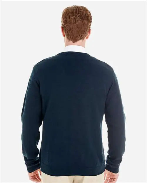 Harriton M425 Men’s Pilbloc™ V-neck Button Cardigan Sweater - Dark Navy