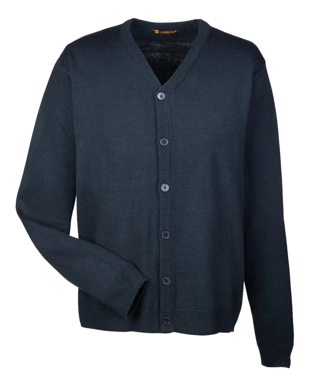 Harriton M425 Men’s Pilbloc™ V-neck Button Cardigan Sweater - Dark Navy - Xs