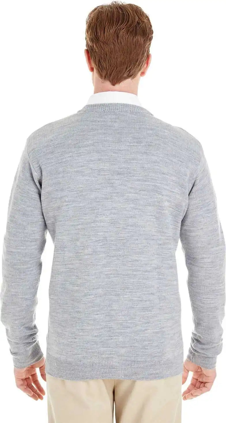 Harriton M425 Men’s Pilbloc V-neck Button Cardigan Sweater - Gray Heather