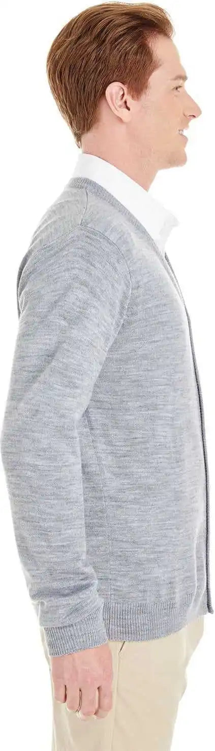 Harriton M425 Men’s Pilbloc V-neck Button Cardigan Sweater - Gray Heather