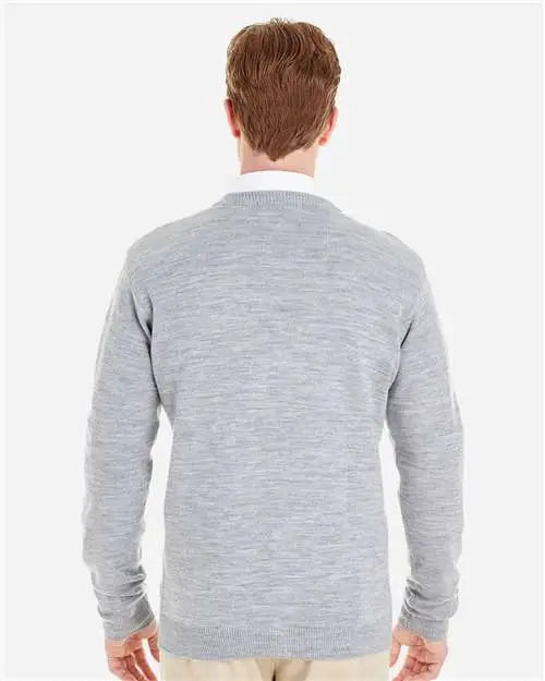 Harriton M425 Men’s Pilbloc™ V-neck Button Cardigan Sweater - Grey Heather