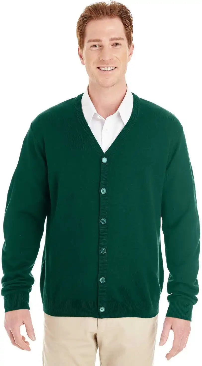 Harriton M425 Men’s Pilbloc V-neck Button Cardigan Sweater - Hunter - Forest / Adult 5xl