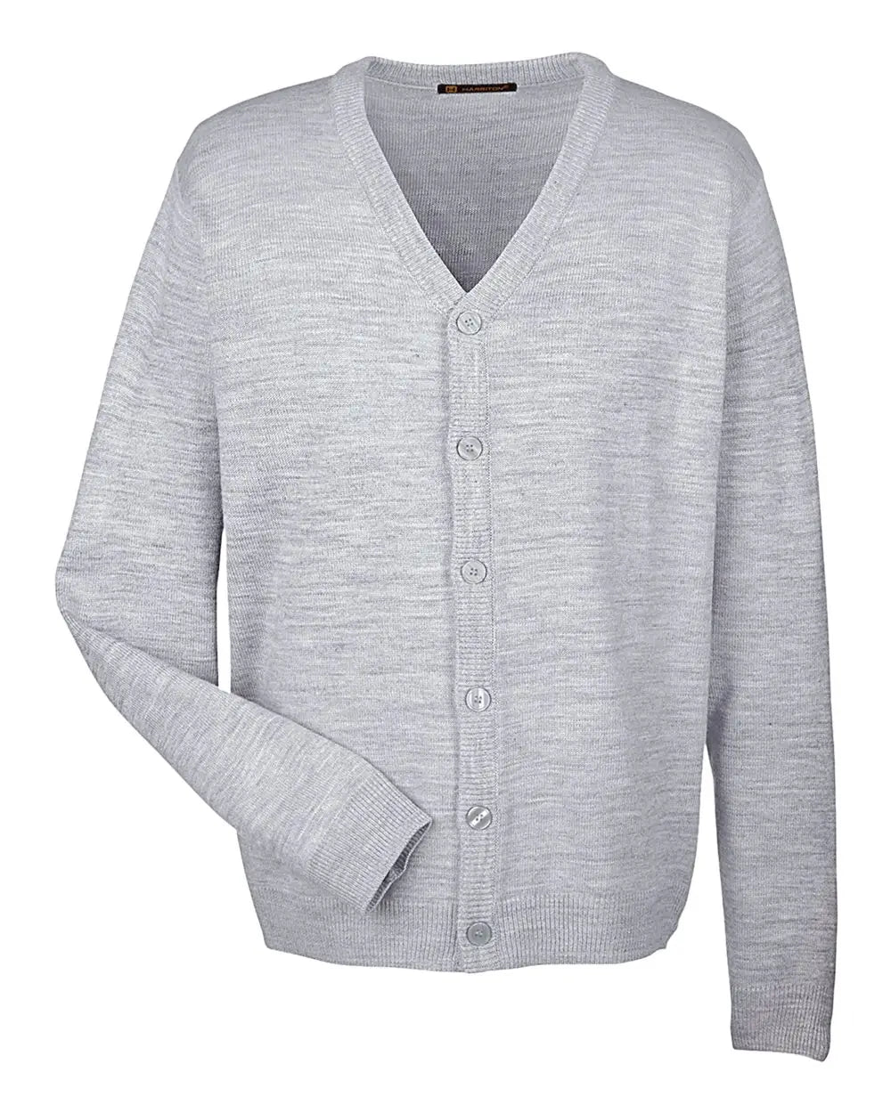 Harriton M425 Men’s Pilblocâ„¢ V-neck Button Cardigan Sweater - Grey Heather