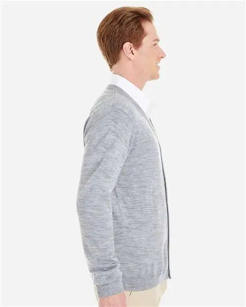 Harriton M425 Men’s Pilblocâ„¢ V-neck Button Cardigan Sweater - Grey Heather