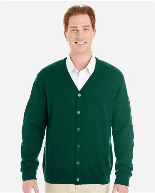 Harriton M425 Men’s Pilblocâ„¢ V-neck Button Cardigan Sweater - Hunter