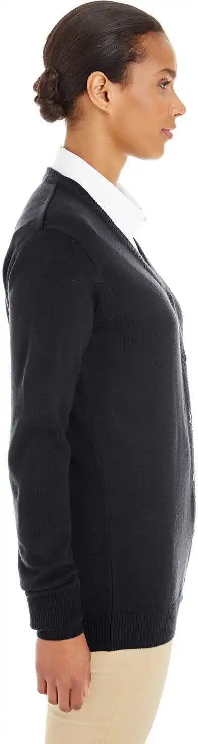 Harriton M425w Ladies’ Pilbloc v Neck Button Cardigan Sweater Black