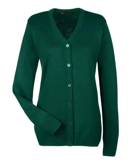 Harriton M425w Women’s Pilbloc V-neck Button Cardigan Sweater - Hunter