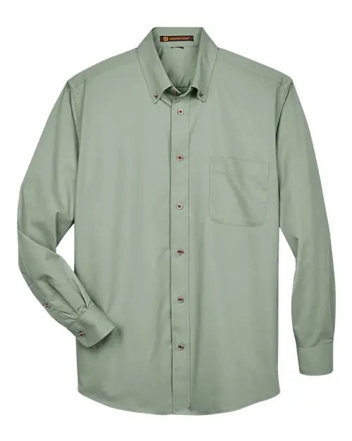 Harriton M500 Men’s Easy Blend Long Sleeve Twill Shirt - Dill
