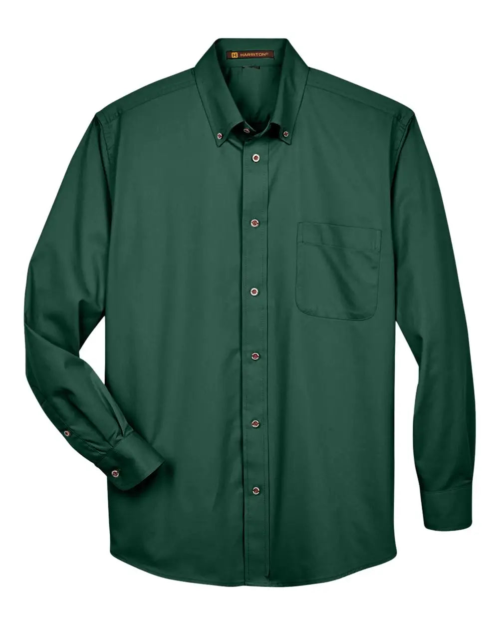 Harriton M500 Men’s Easy Blend Long Sleeve Twill Shirt - Hunter