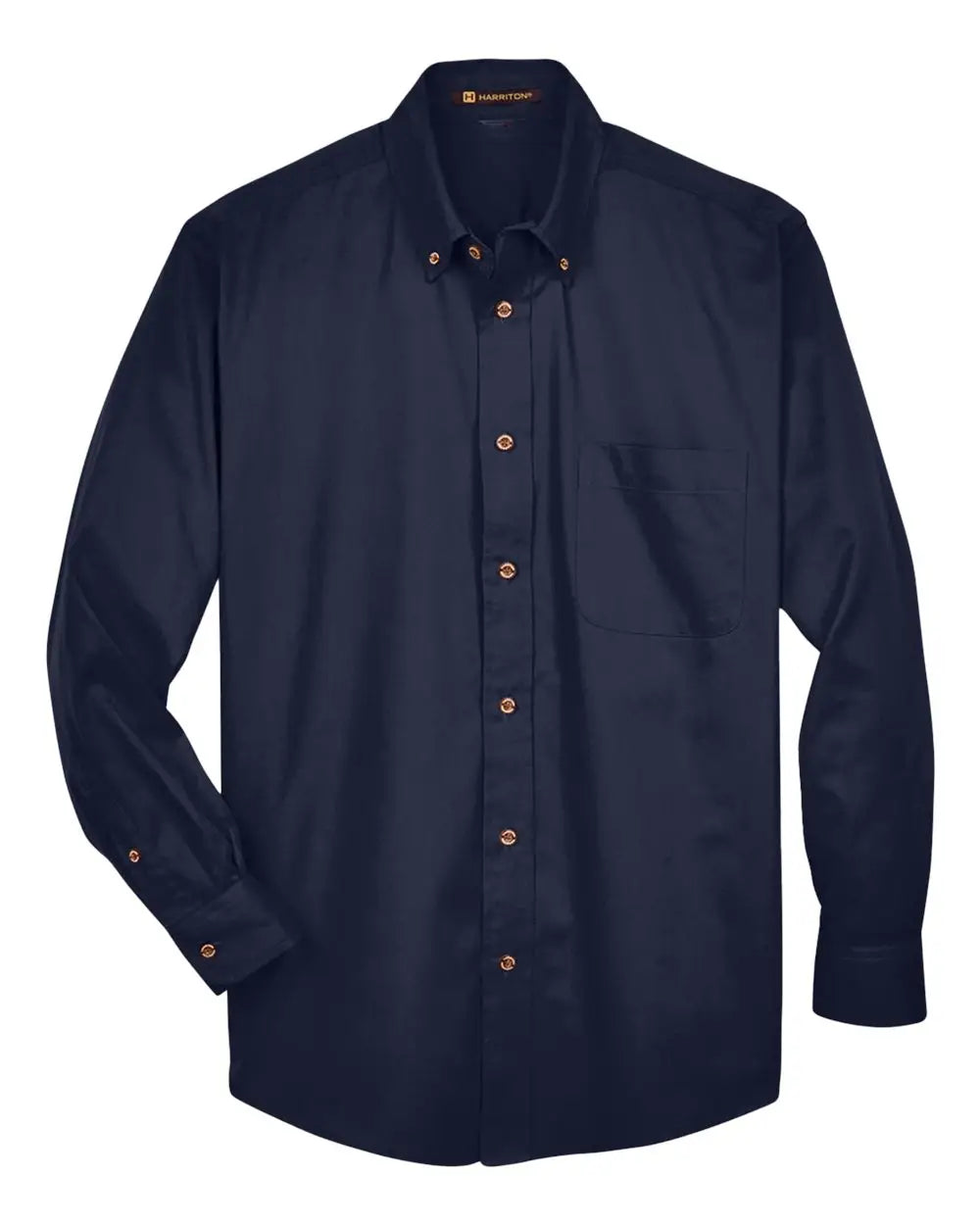 Harriton M500 Men’s Easy Blend Long Sleeve Twill Shirt - Navy