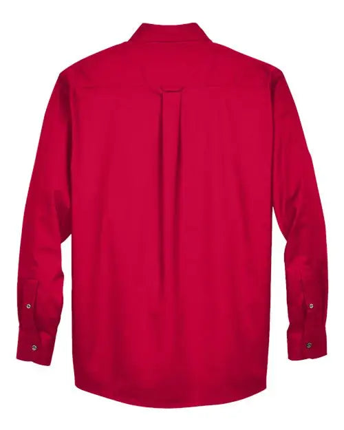 Harriton M500 Men’s Easy Blend Long Sleeve Twill Shirt - Red
