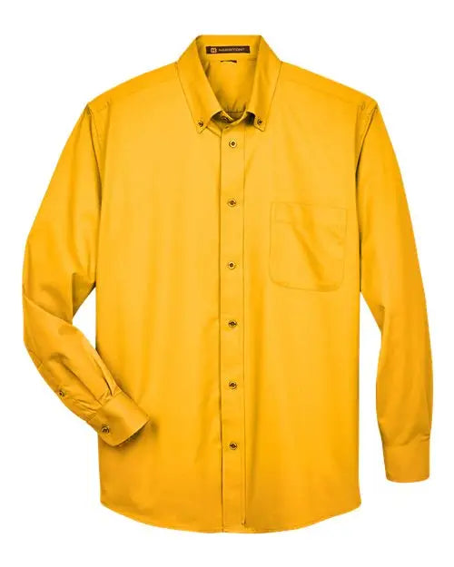 Harriton M500 Men’s Easy Blend Long Sleeve Twill Shirt - Sunray Yellow