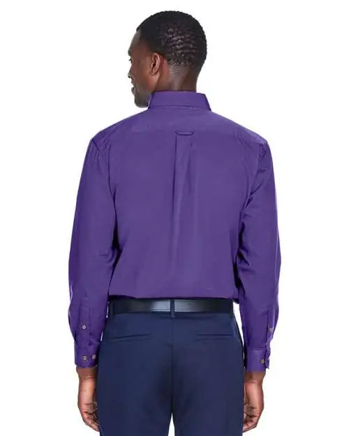 Harriton M500 Men’s Easy Blend Long Sleeve Twill Shirt - Team Purple