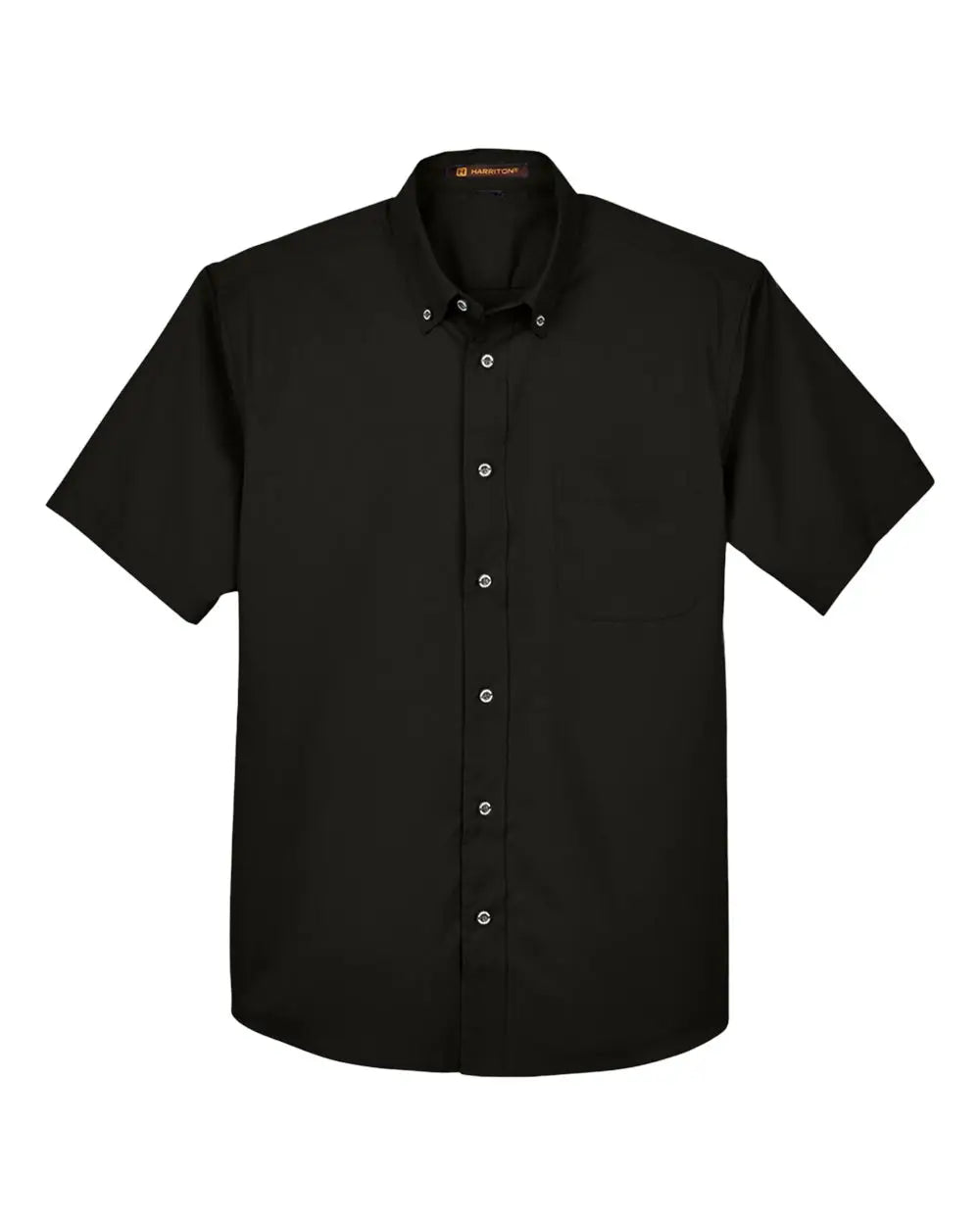 Harriton M500s Men’s Easy Blend Twill Dress Shirt with Stain-release - Black - Adult Xs