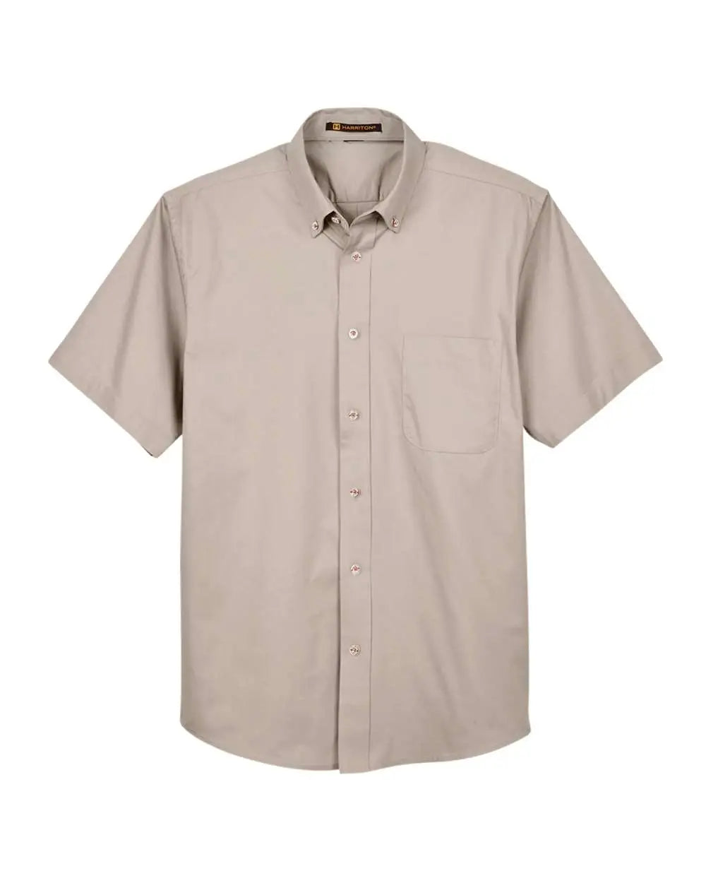 Harriton M500s Men’s Easy Blend Twill Dress Shirt with Stain-release - Stone - Adult Xs