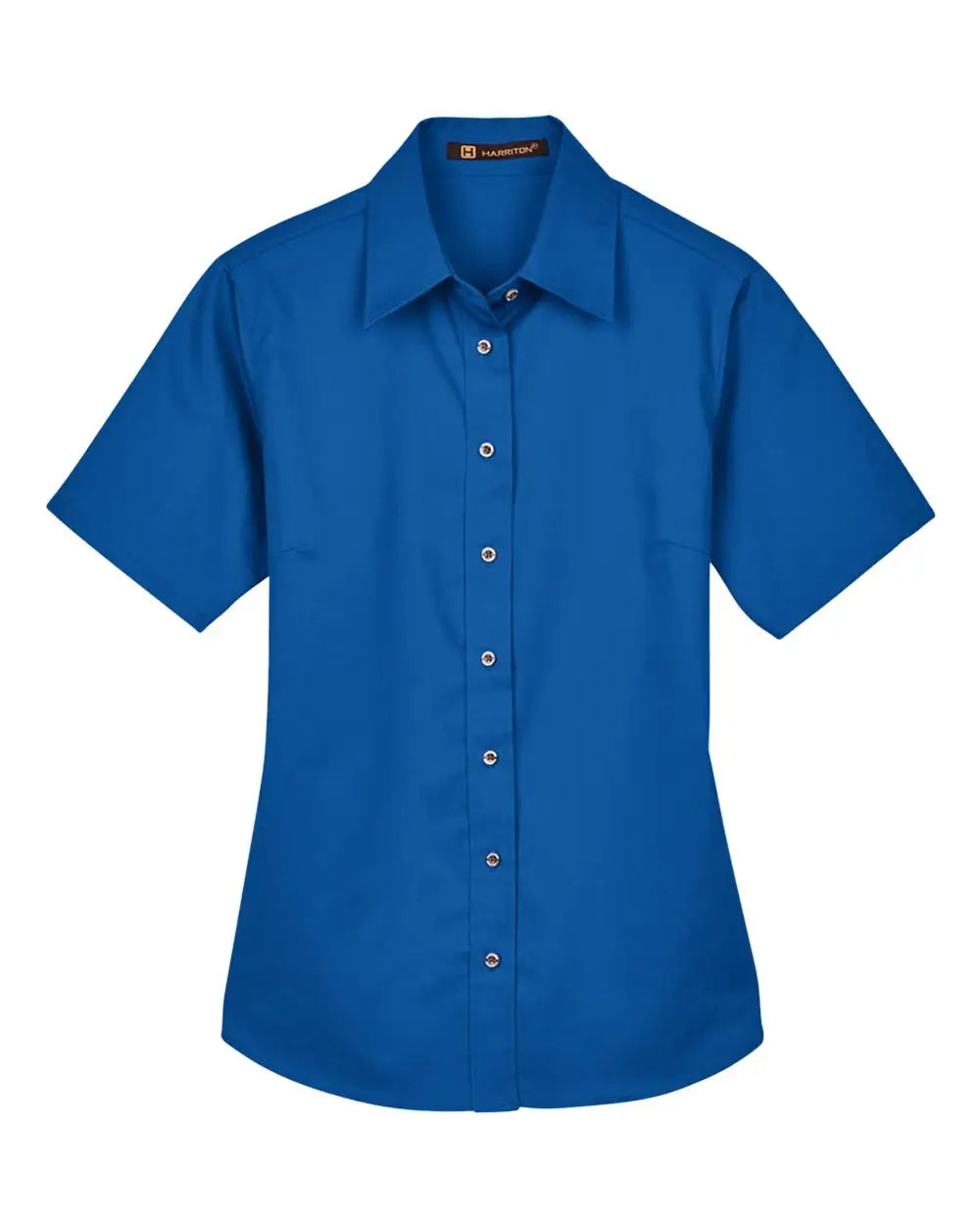 Harriton M500sw Women’s Easy Blend Short Sleeve Twill Dress Shirt with Stain-release - French Blue - Ladies Xs