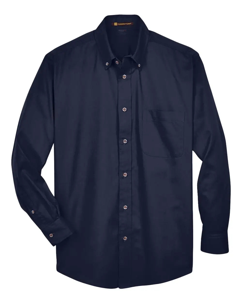 Harriton M500t Men’s Tall Easy Blend Long Sleeve Twill Dress Shirt - Navy - Adult Xlt