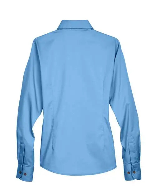 Harriton M500w Women’s Easy Blend Long Sleeve Twill Dress Shirt with Stain-release - Light College Blue