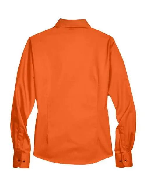 Harriton M500w Women’s Easy Blend Long Sleeve Twill Dress Shirt with Stain-release - Team Orange