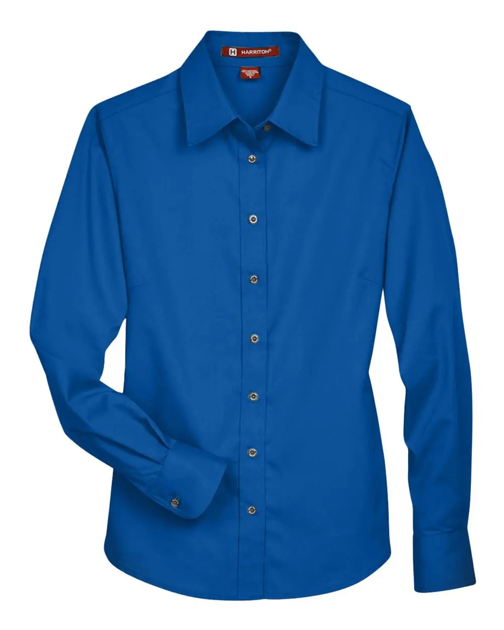 Harriton M500w Women’s Easy Blend Long Sleeve Twill Dress Shirt with Stain-release - French Blue - Ladies Xs