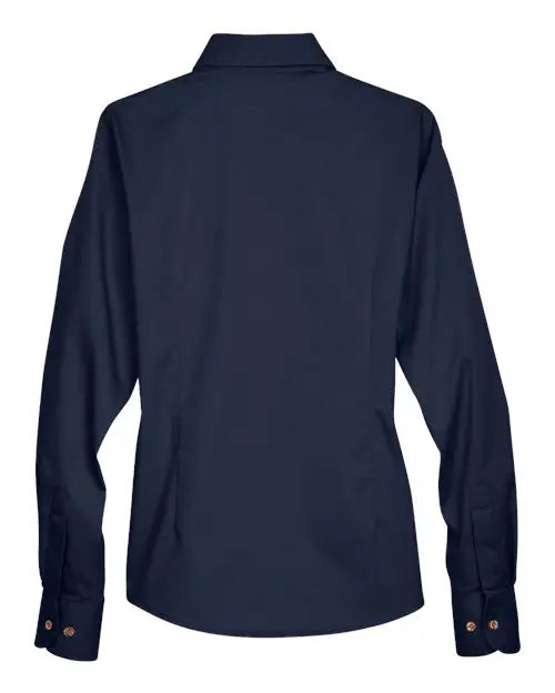 Harriton M500w Women’s Easy Blend Long Sleeve Twill Dress Shirt with Stain-release - Navy