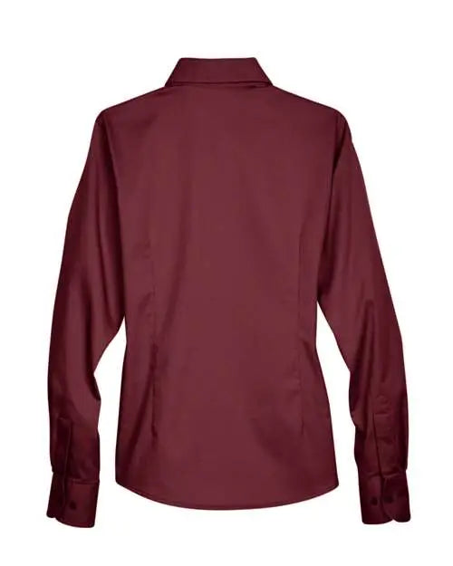 Harriton M500w Women’s Easy Blend Long Sleeve Twill Dress Shirt with Stain-release - Wine