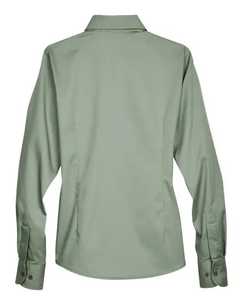Harriton M500w Women’s Easy Blend Long Sleeve Twill Dress Shirt with Stain-release - Dill