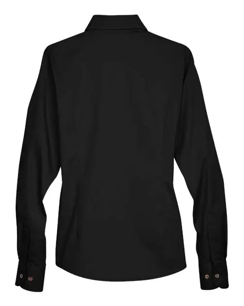 Harriton M500w Women’s Easy Blend Long Sleeve Twill Dress Shirt with Stain-release - Black