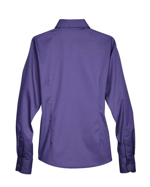 Harriton M500w Women’s Easy Blend Long Sleeve Twill Dress Shirt with Stain-release - Team Purple