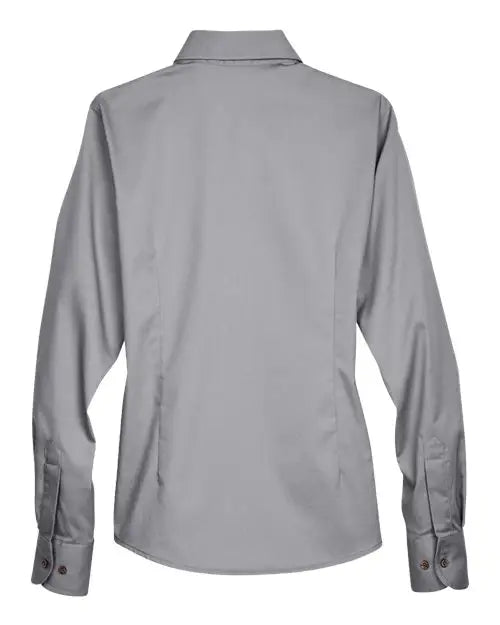Harriton M500w Women’s Easy Blend Long Sleeve Twill Dress Shirt with Stain-release - Dark Gray