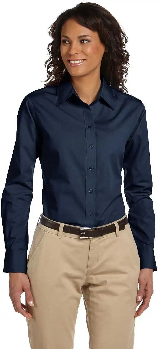 Harriton M510w Ladies’ 31 Oz Essential Poplin - Navy - Ladies l