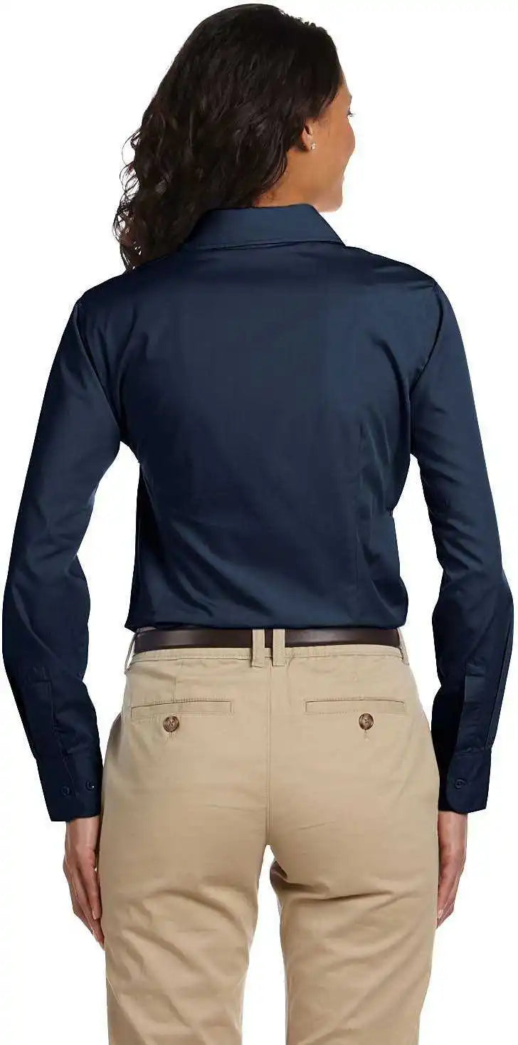 Harriton M510w Ladies’ 31 Oz Essential Poplin - Navy - Ladies l