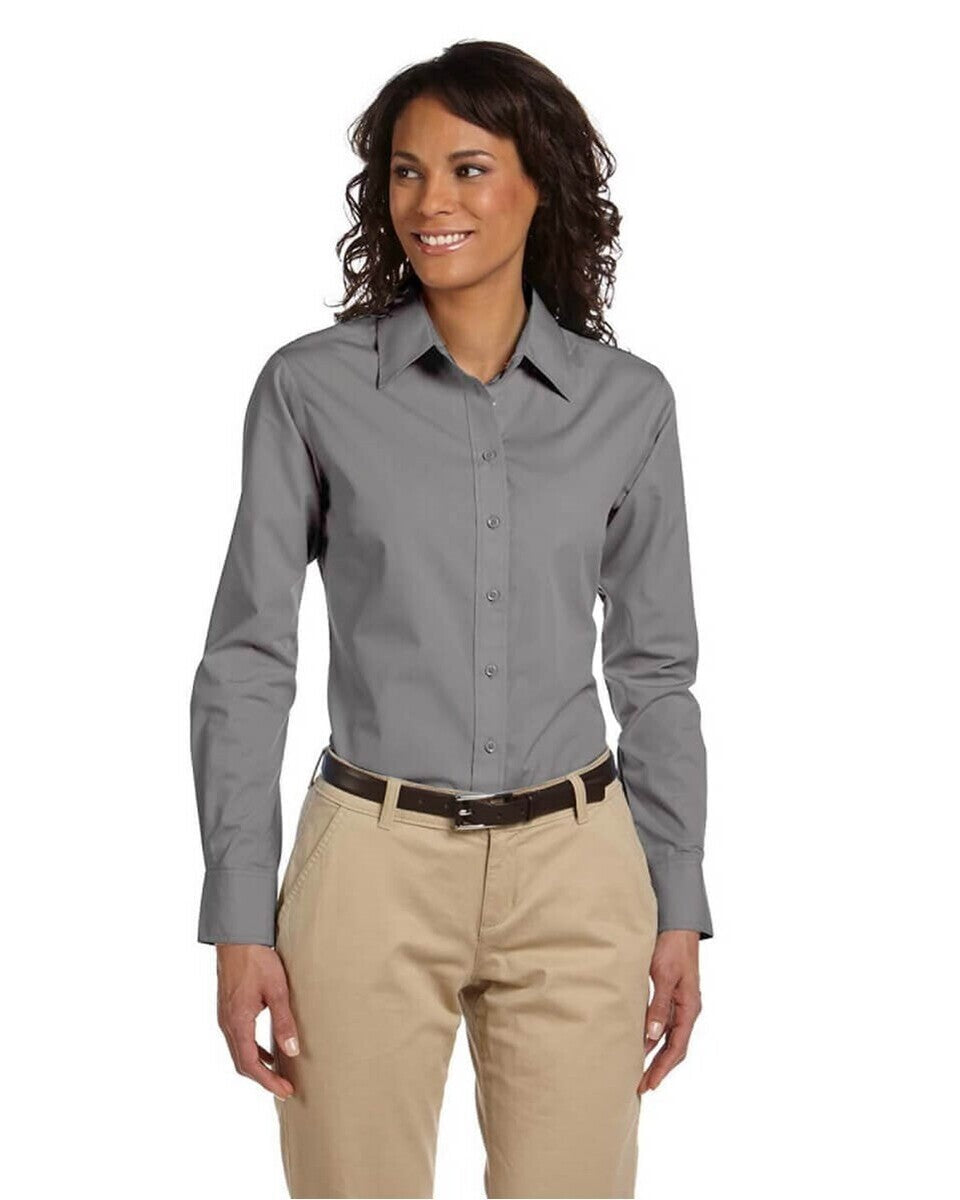 Harriton M510w Women’s Essential Poplin - Dark Grey