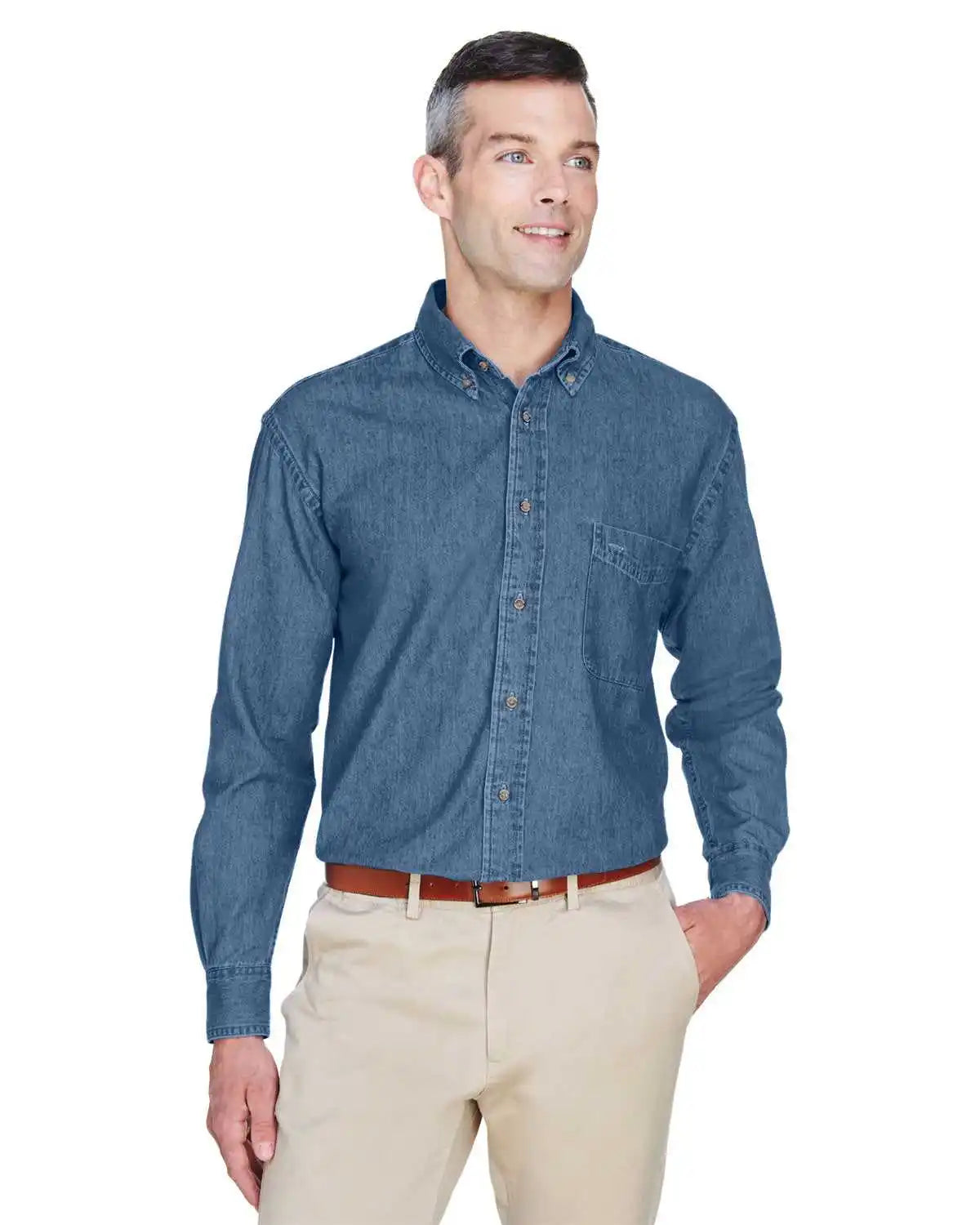 Harriton M550 Men’s 65 Oz Long-sleeve Denim Shirt - Light