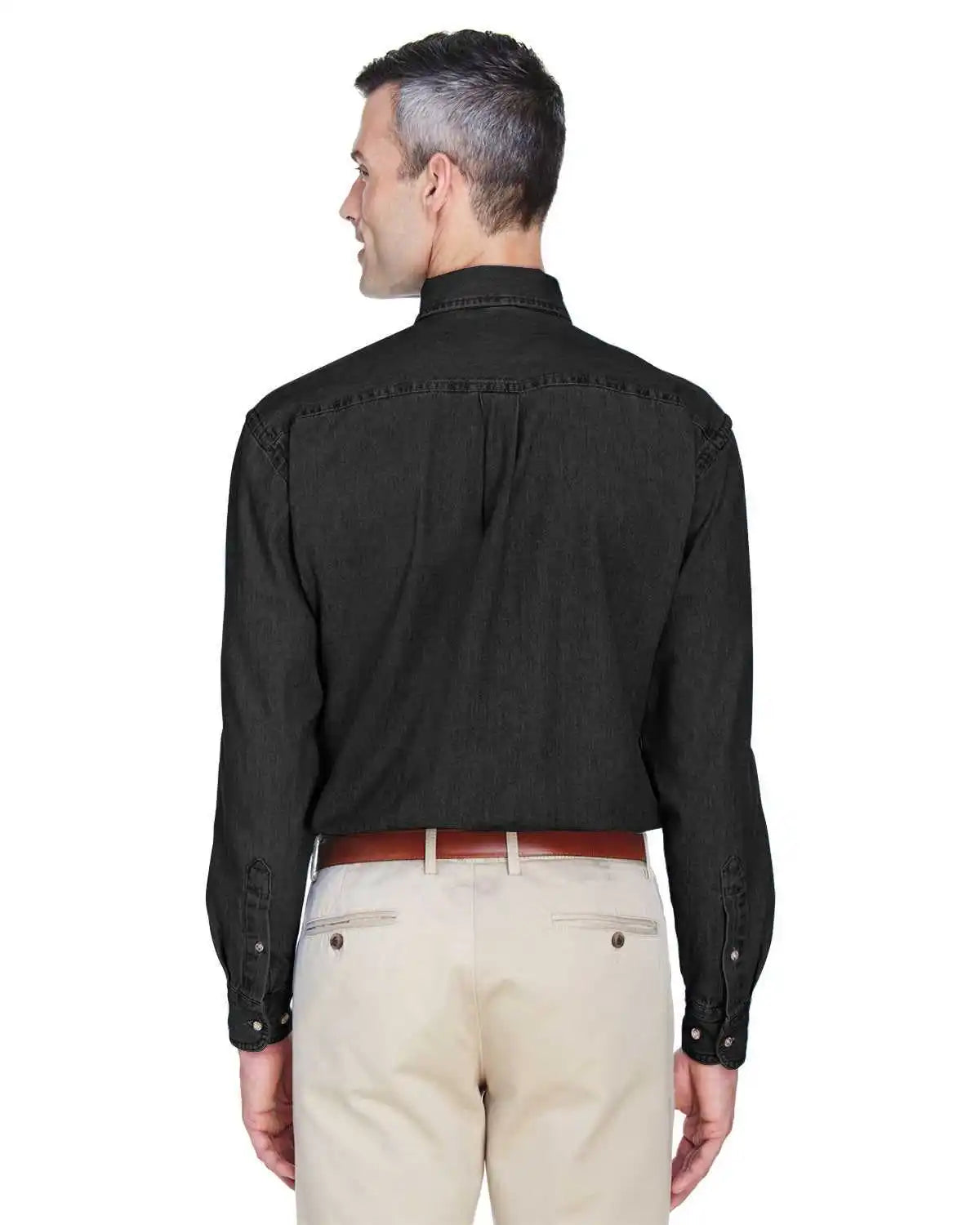 Harriton M550 Men’s 65 Oz Long-sleeve Denim Shirt - Washed Black