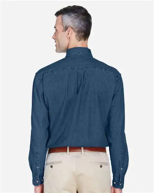 Harriton M550 Men’s Long Sleeve Denim Shirt - Dark