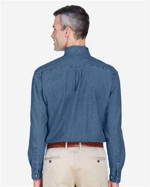 Harriton M550 Men’s Long Sleeve Denim Shirt - Light