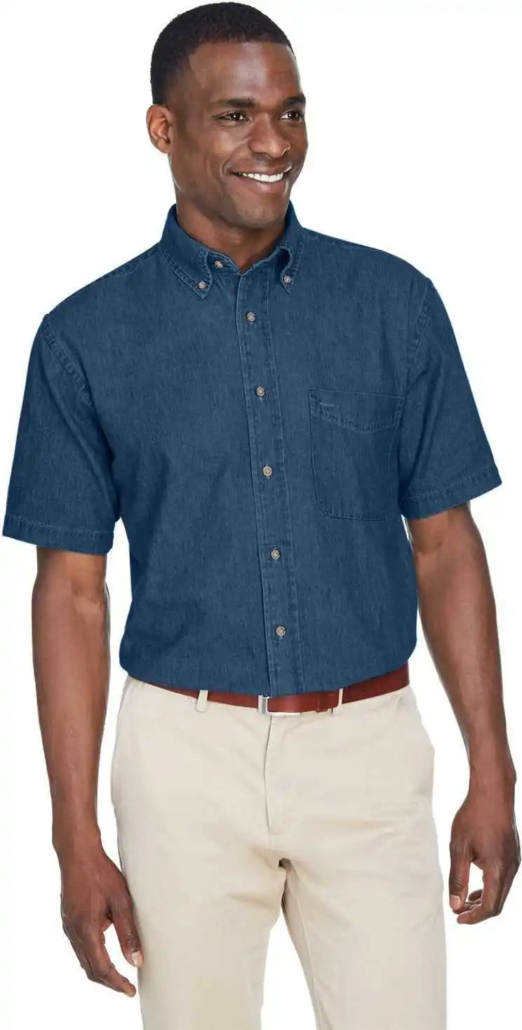 Harriton M550s Men’s 65 Oz Short-sleeve Denim Shirt - Dark