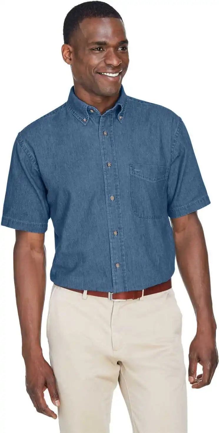 Harriton M550s Men’s 65 Oz Short Sleeve Denim Shirt Light