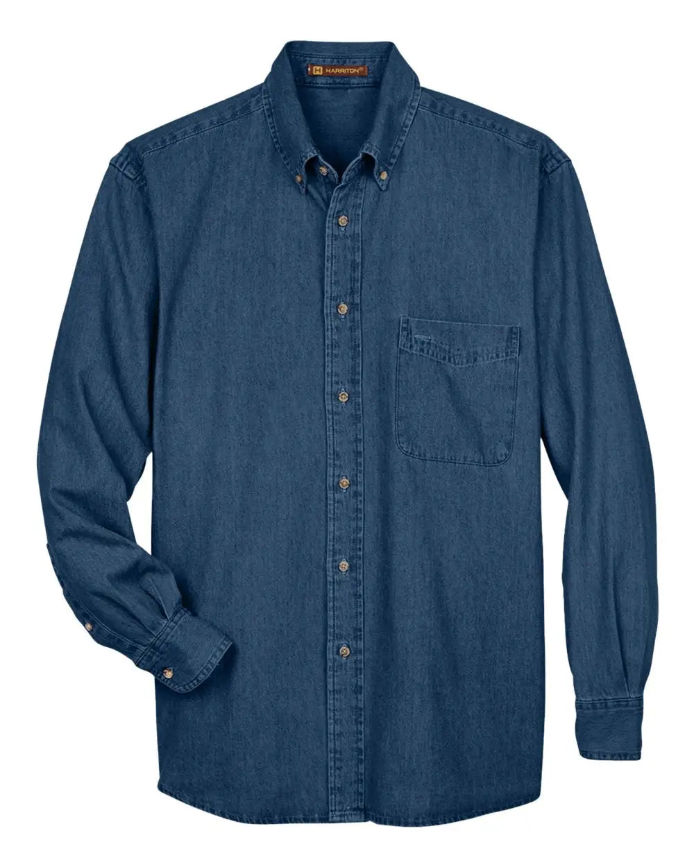 Harriton M550t Men’s Tall Long Sleeve Denim Shirt - Dark - Adult Xl