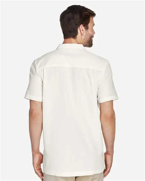 Harriton M560 Men’s Barbados Textured Camp Shirt - Cream