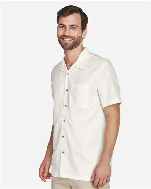 Harriton M560 Men’s Barbados Textured Camp Shirt - Cream