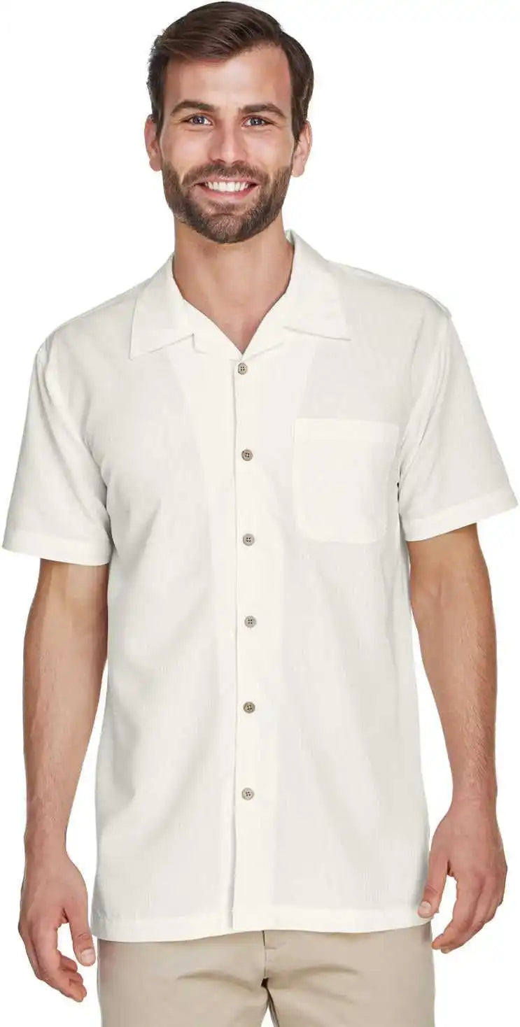 Harriton M560 Men’s Barbados Textured Camp Shirt - Creame